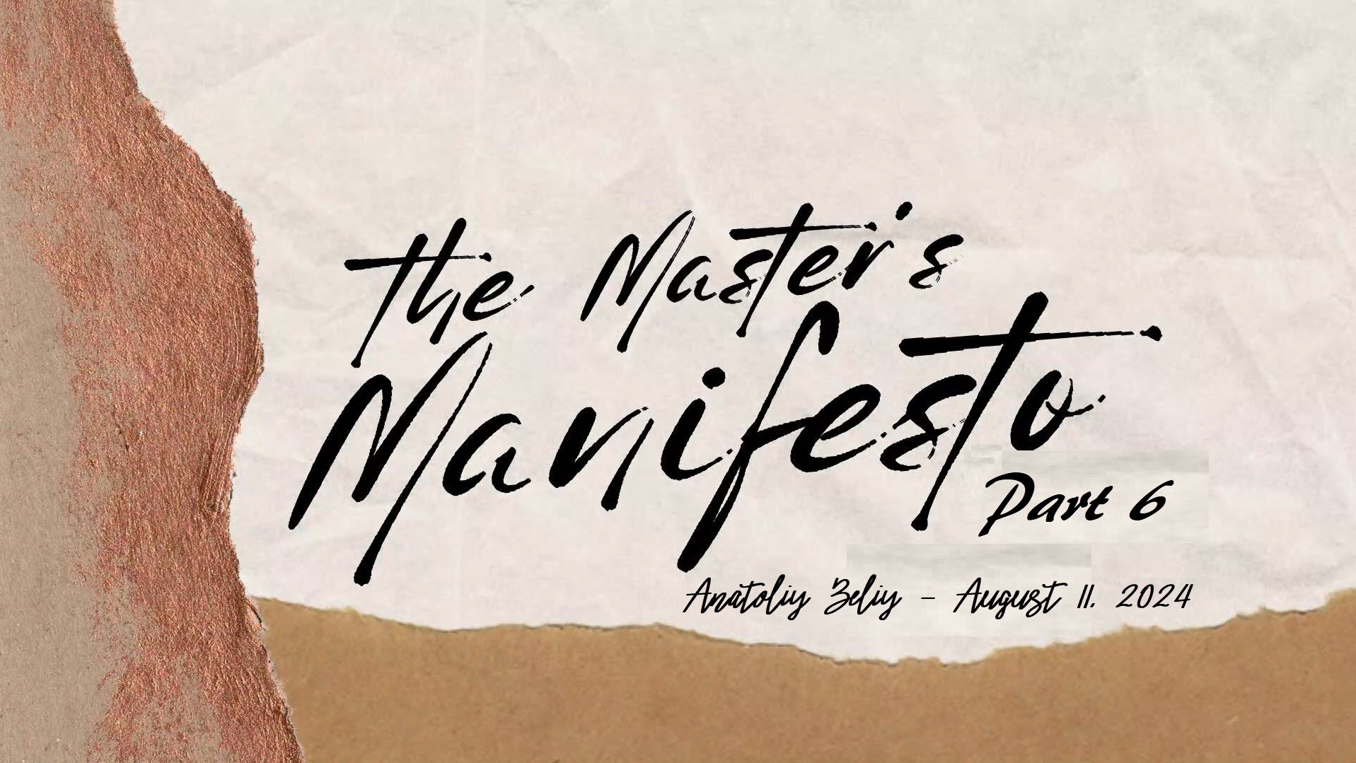 The Master's Manifesto Part 6 Harvest City Church Regina A